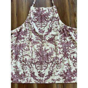 Williams Sonoma Cotton Apron With Red Toile Design French Countryside Pattern